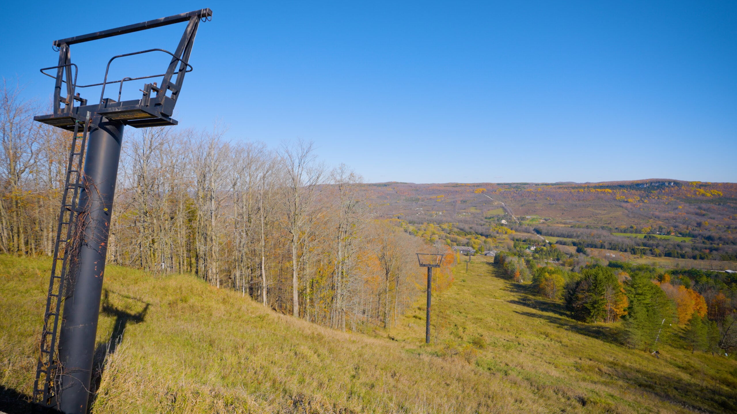 Talisman ski hill with decommissioned ski lift
